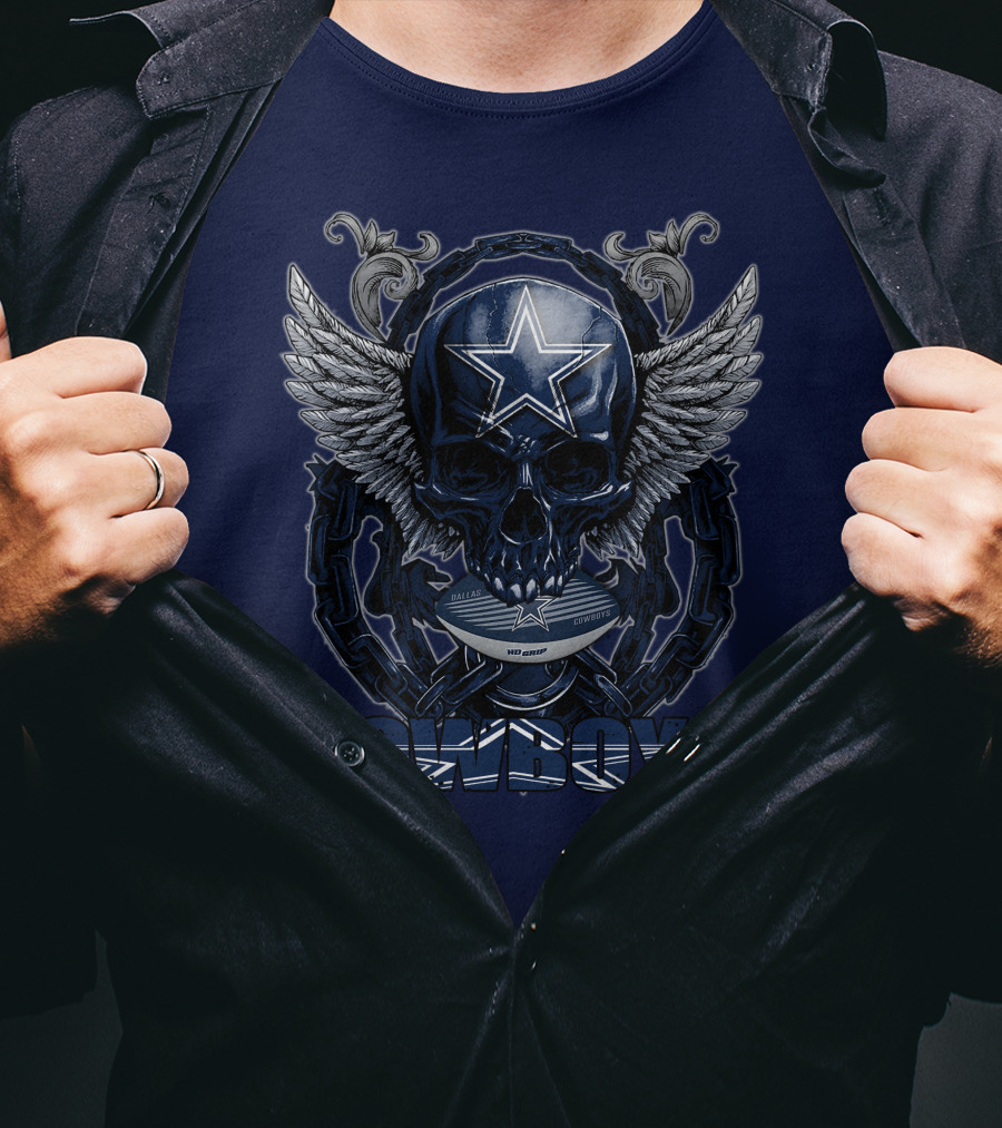 Skullfb Dallas Cowboys Wings Star Chain Crest T-Shirt