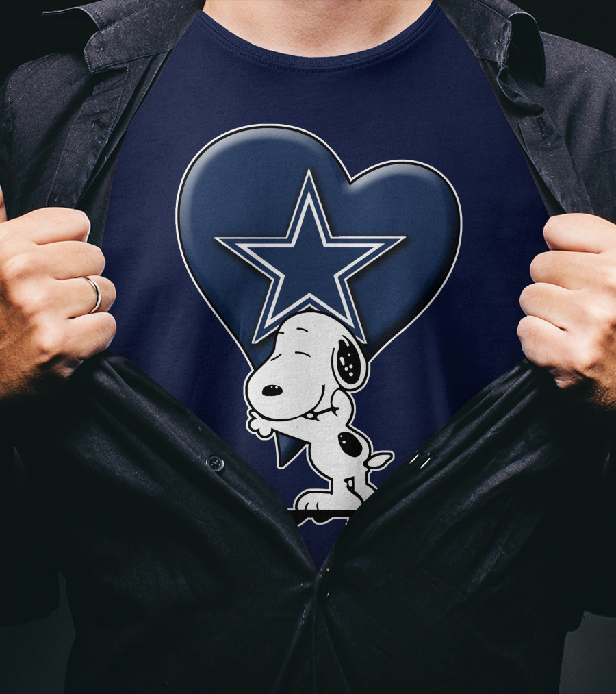 Snoopy Hugging Heart With Dallas Cowboys Star T-Shirt