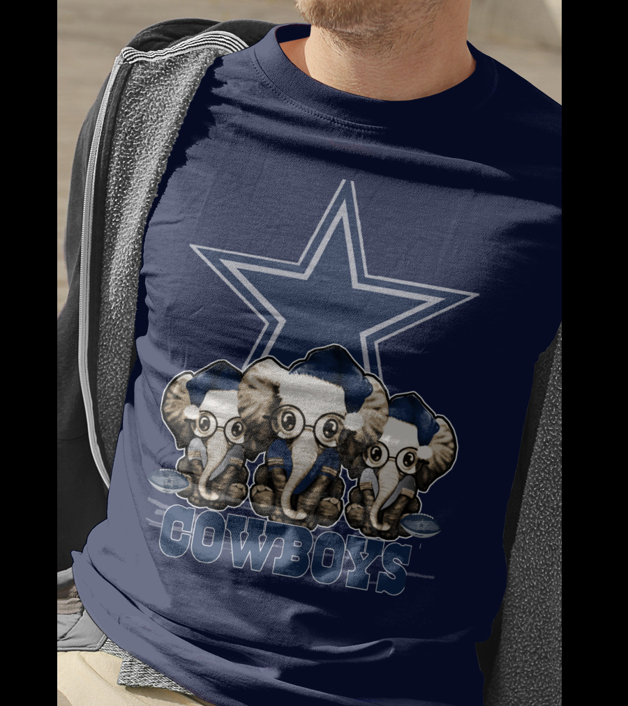 Elephan Xmas Dallas Cowboys Star Logo Glasses Hindustani T-Shirt