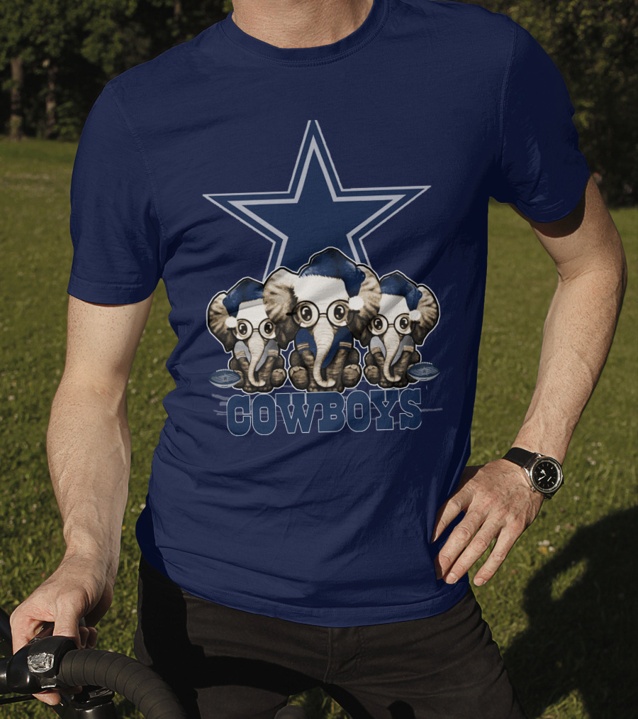 Elephan Xmas Dallas Cowboys Star Logo Glasses Hindustani T-Shirt