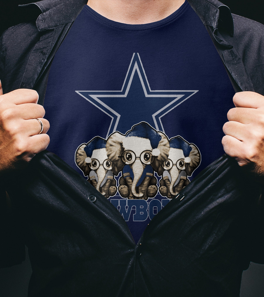 Elephan Xmas Dallas Cowboys Star Logo Glasses Hindustani T-Shirt