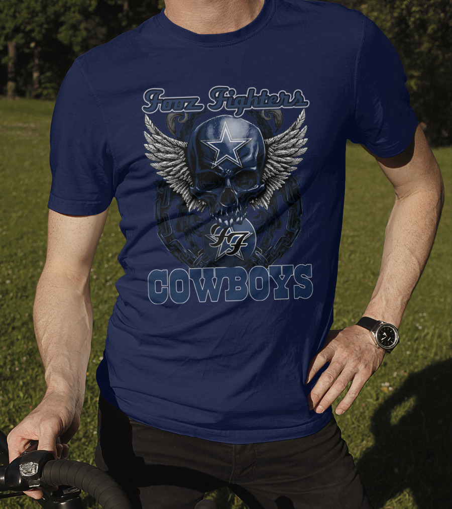 Foo Fighters Dallas Cowboys Skull Wings Star T-Shirt