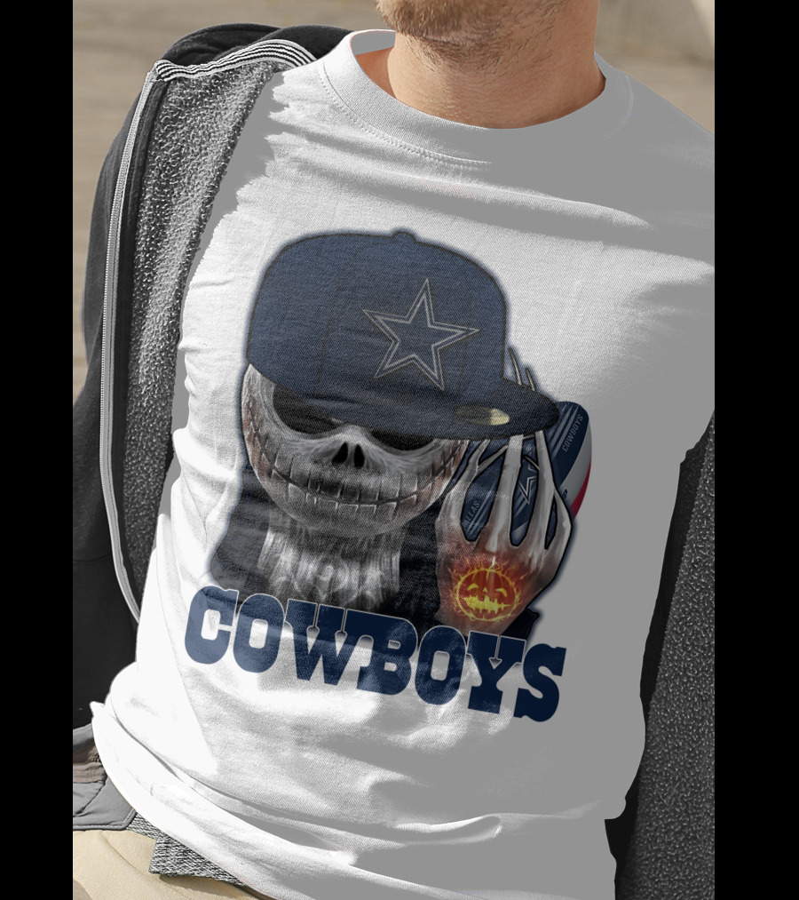 Jackskull Cowboys Halloween Star Football T-Shirt