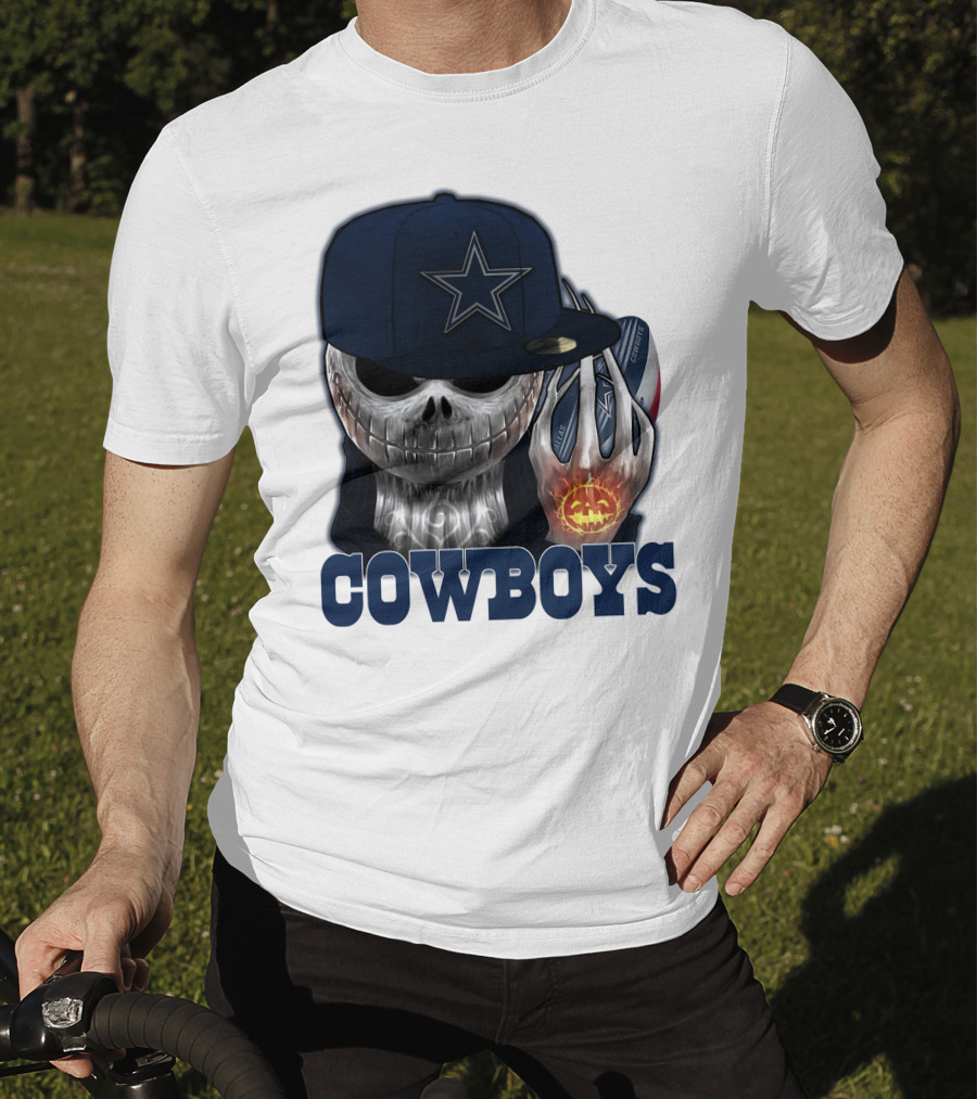 Jackskull Cowboys Halloween Star Football T-Shirt