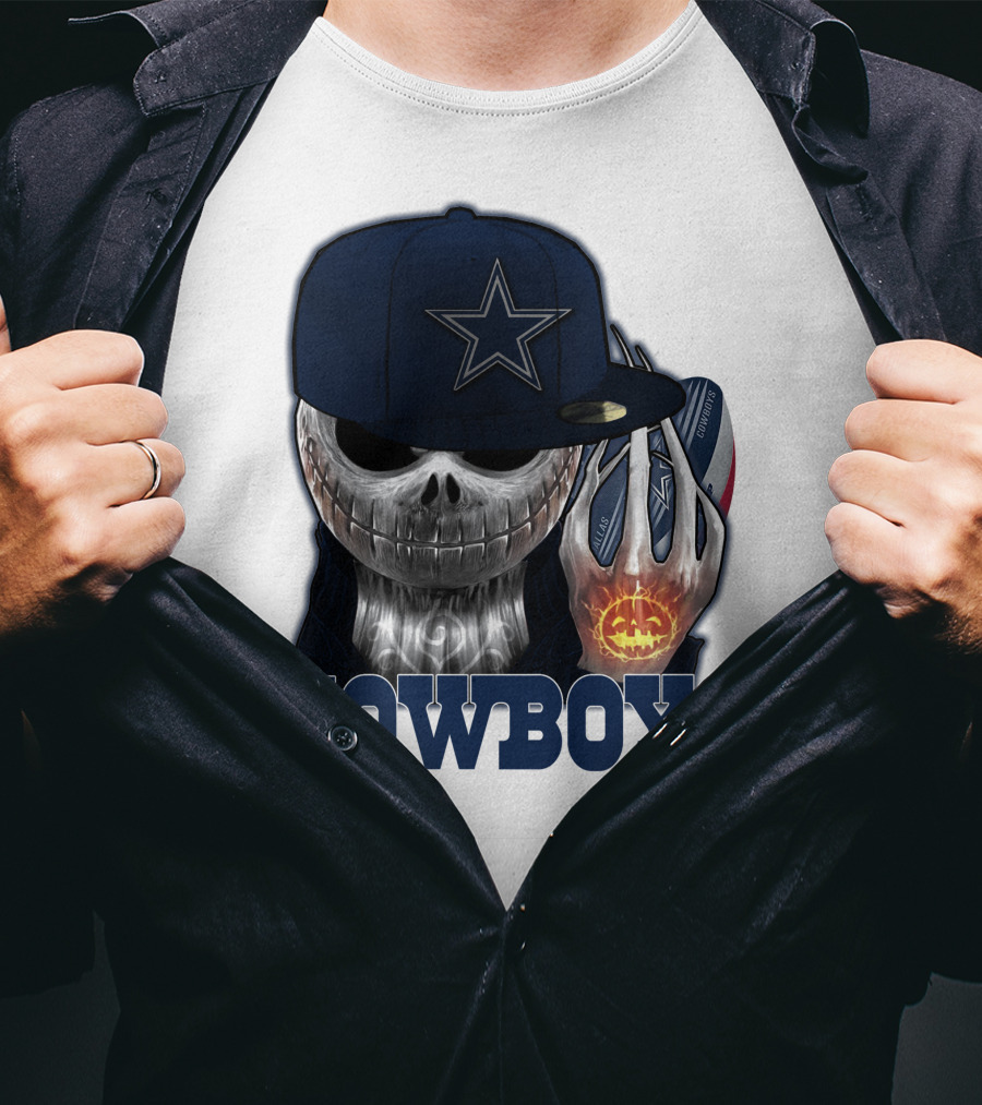 Jackskull Cowboys Halloween Star Football T-Shirt