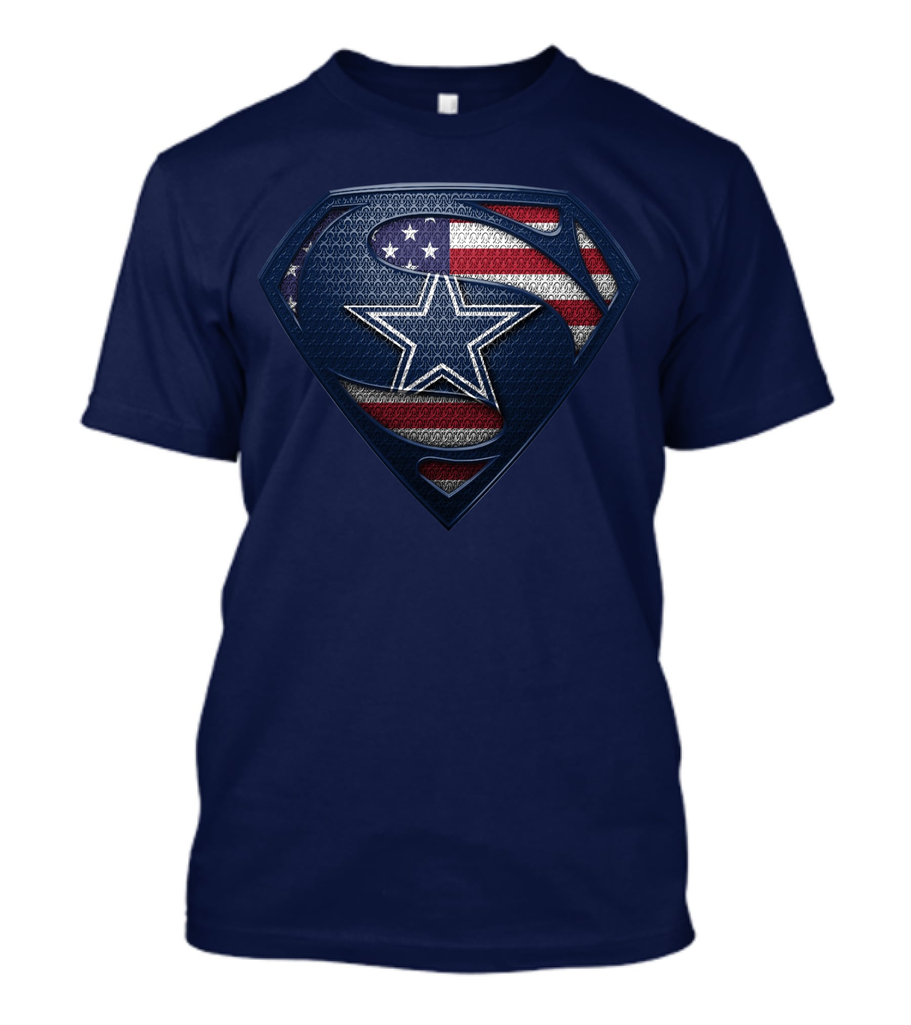 Spm DALLAS COWBOYS Superman Shield American Flag Star T-Shirt