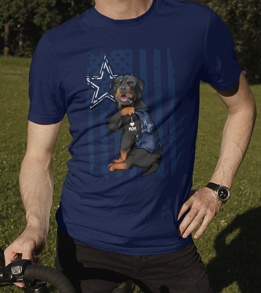 Rottweiler I Love Mom Dallas Cowboys Star T-Shirt