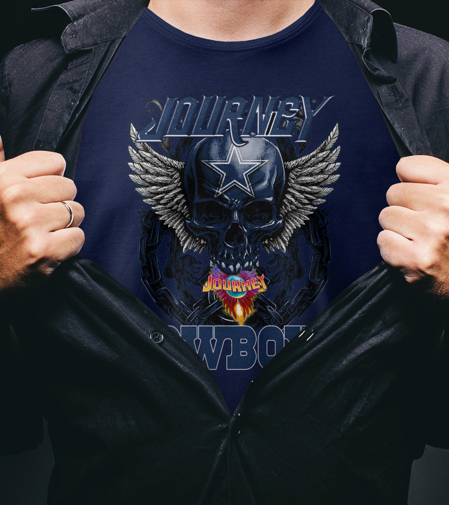 JOURNEY COWBOYS Dallas Skull Wings Star T-Shirt