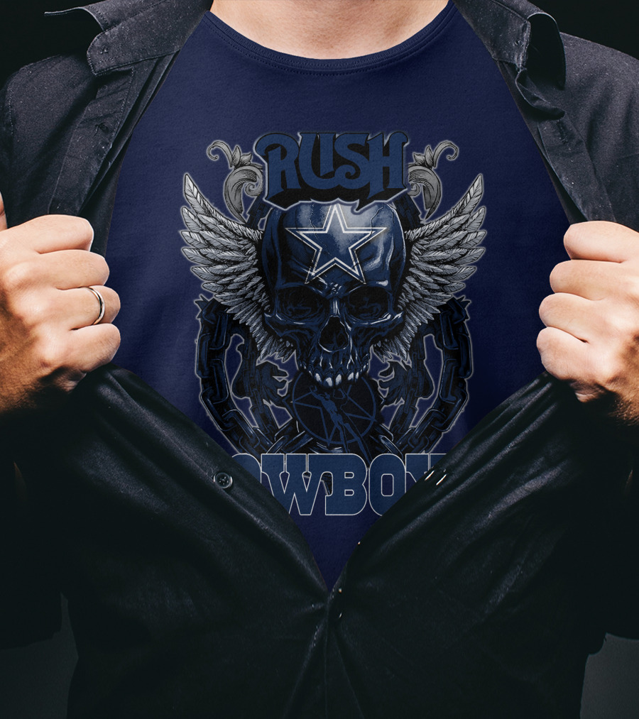 Rush Dallas Cowboys Winged Star Skull T-Shirt
