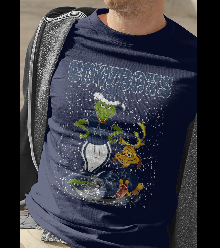 Grinchxmas Cowboys Football Holiday Mashup T-Shirt