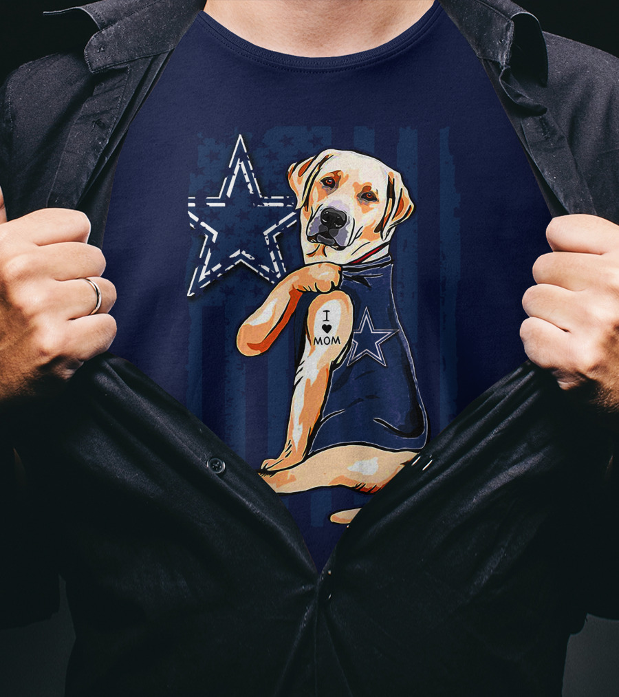 Labrador Retriever Loves Mom Dallas Cowboys Fan T-Shirt