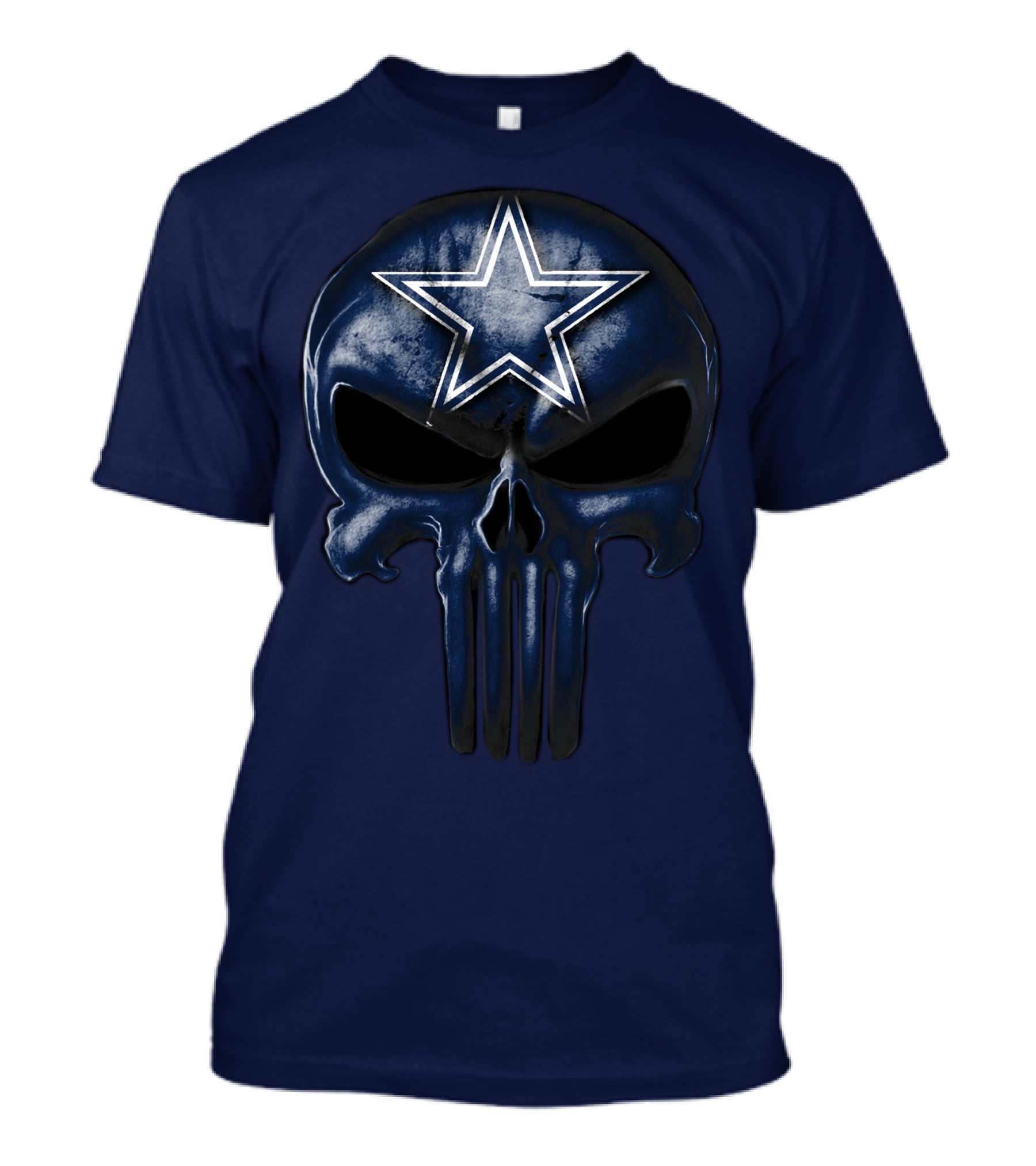 Skull Dallas Cowboys Star Logo Navy Background T-Shirt