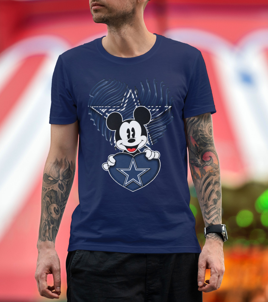 Mick Mouse Heart Star Dallas Cowboys T-Shirt