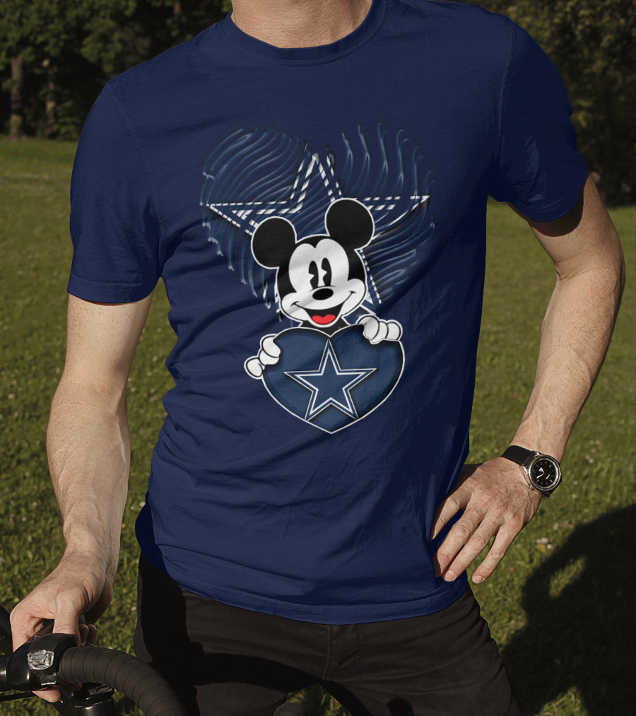 Mick Mouse Heart Star Dallas Cowboys T-Shirt