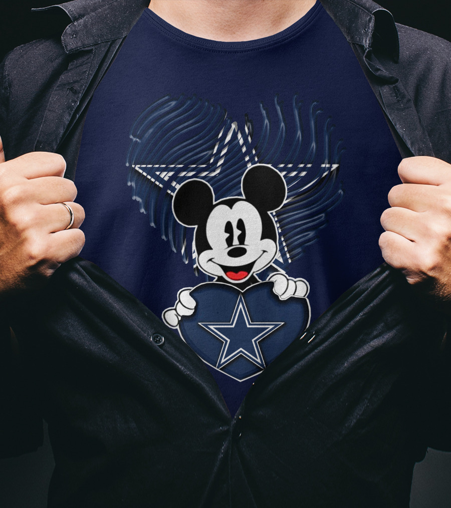 Mick Mouse Heart Star Dallas Cowboys T-Shirt