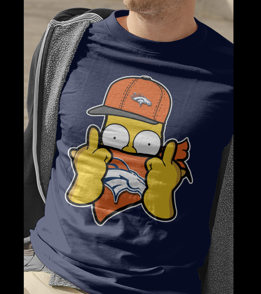 Denver Broncos Homer Simpson Middle Finger Gesture T-Shirt