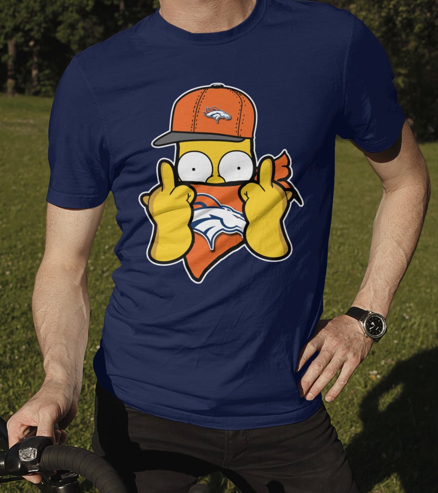 Denver Broncos Homer Simpson Middle Finger Gesture T-Shirt