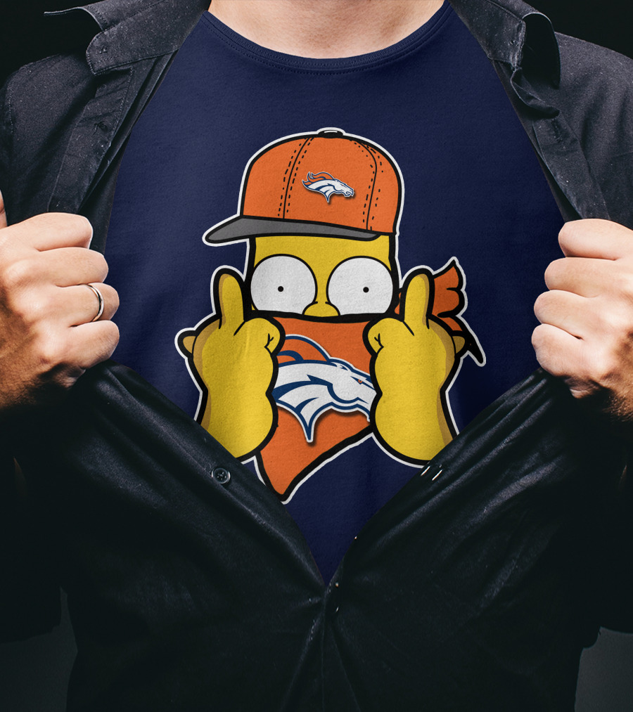 Denver Broncos Homer Simpson Middle Finger Gesture T-Shirt