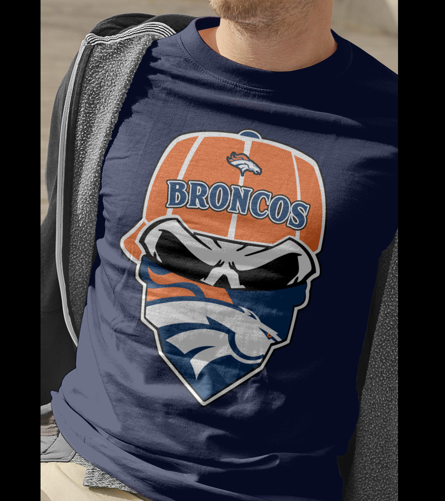 Broncos Skull Bandana Cap Logo Denver Broncos T-Shirt