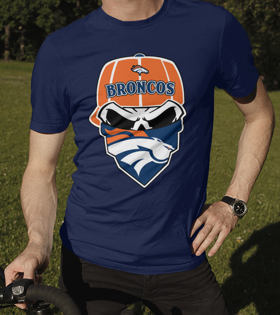 Broncos Skull Bandana Cap Logo Denver Broncos T-Shirt