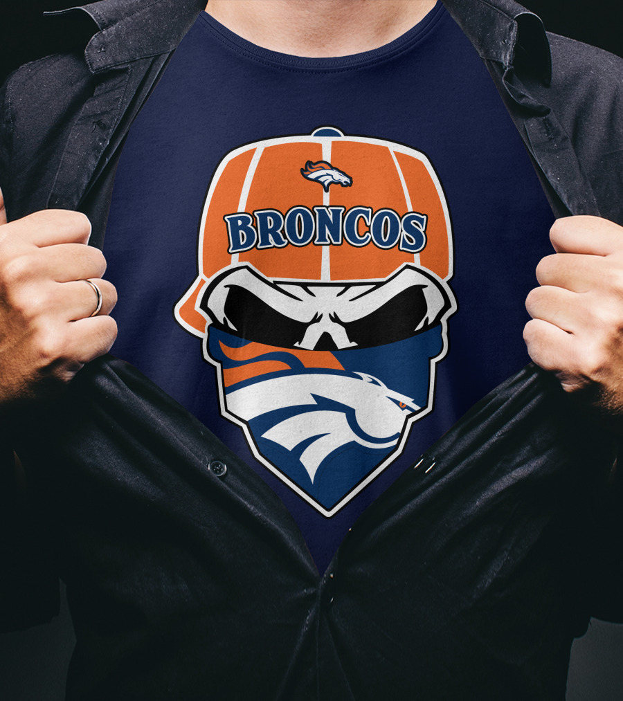 Broncos Skull Bandana Cap Logo Denver Broncos T-Shirt
