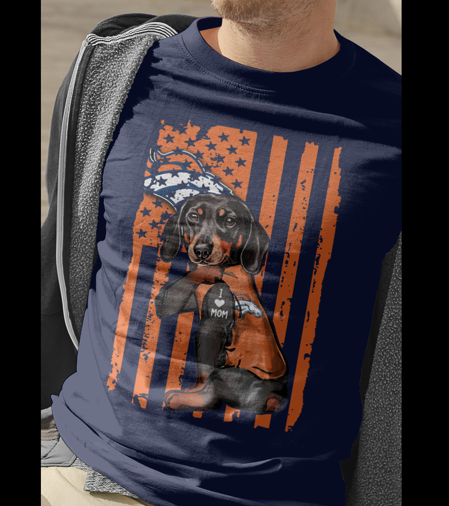 Dachshund Denver Broncos I Love Mom T-Shirt