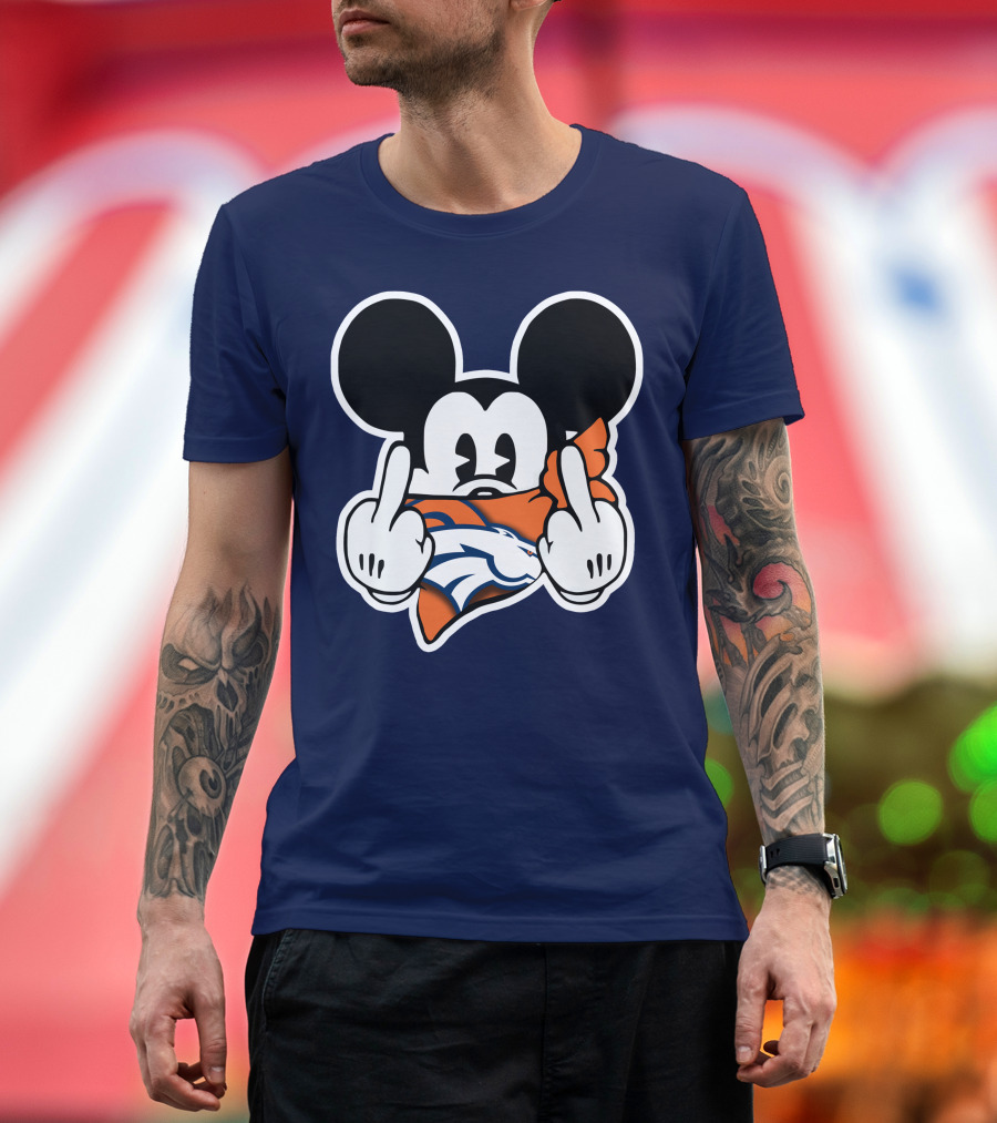 Denver Broncos Mickey Middle Fingers T-Shirt