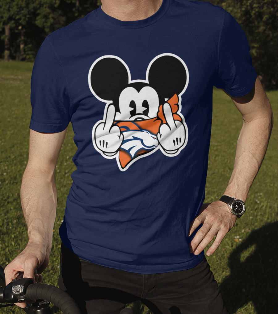 Denver Broncos Mickey Middle Fingers T-Shirt