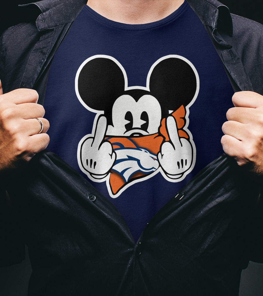 Denver Broncos Mickey Middle Fingers T-Shirt