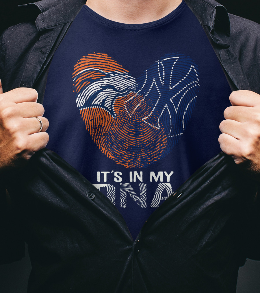 It's In My Dna Denver Broncos 04 Fingerprint Heart T-Shirt