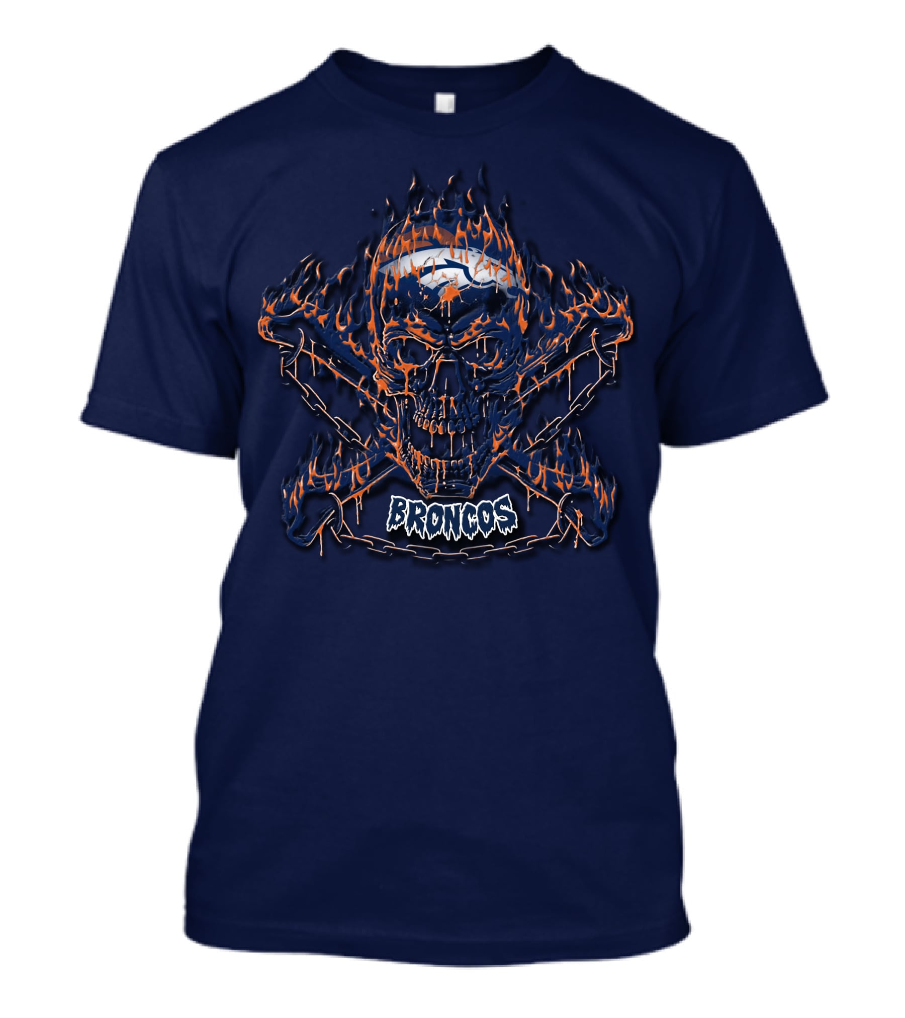 Broncos Flaming Skull Logo Denver Broncos 40 T-Shirt