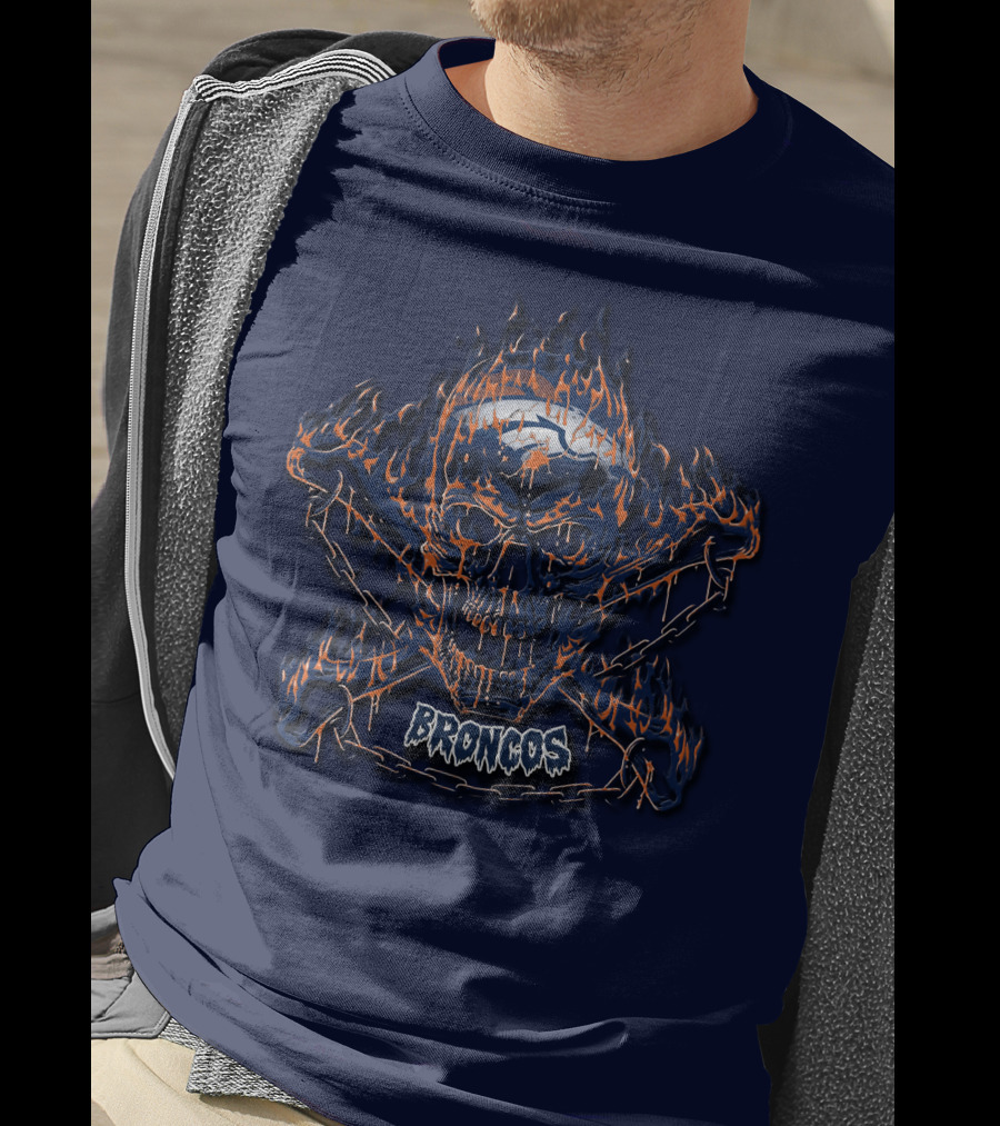 Broncos Flaming Skull Logo Denver Broncos 40 T-Shirt