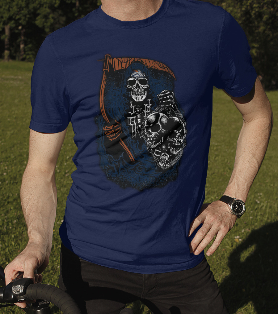 Denver Broncos Grim Reaper Skull Art T-Shirt