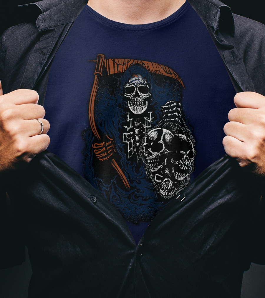 Denver Broncos Grim Reaper Skull Art T-Shirt