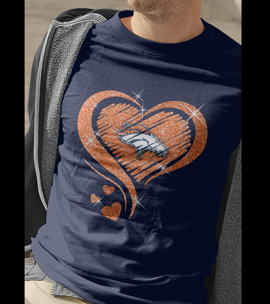 Heart Diamond Denver Broncos Sparkling Love T-Shirt