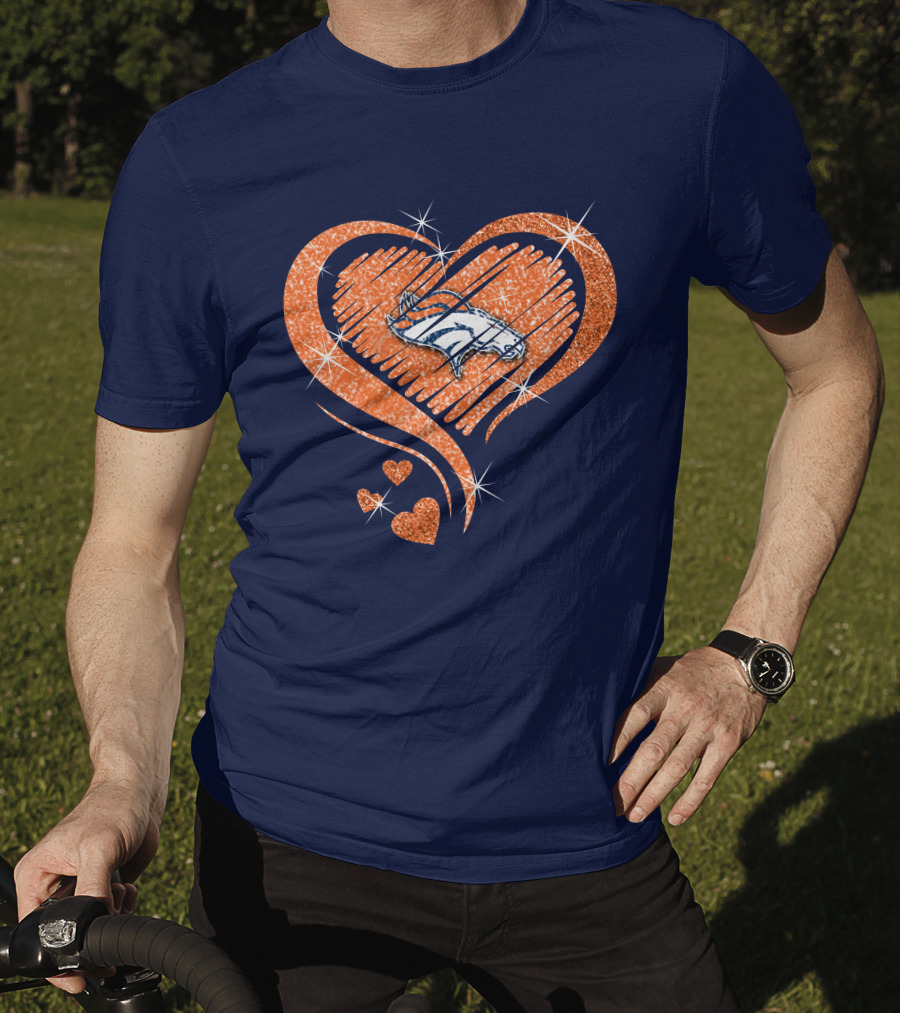 Heart Diamond Denver Broncos Sparkling Love T-Shirt