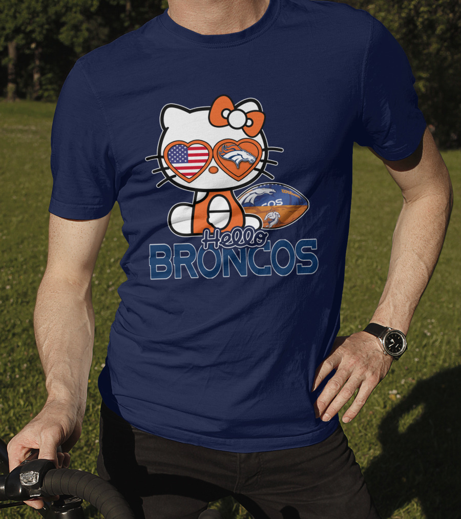 Hellokitty Broncos Usa Heart Football T-Shirt
