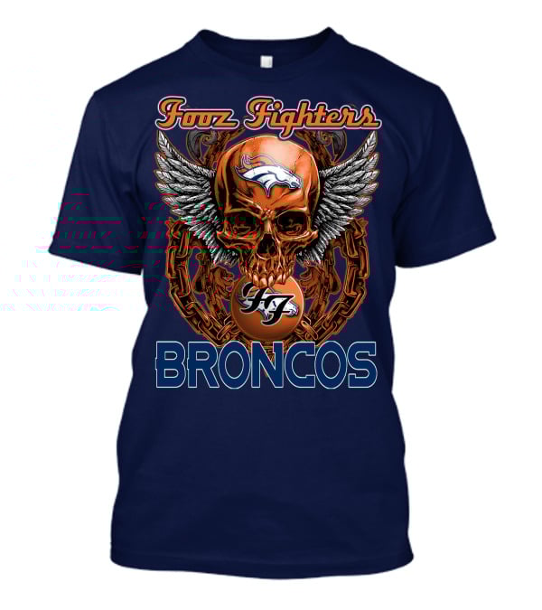 Fooz Fighters Denver Broncos Skull Wings T-Shirt