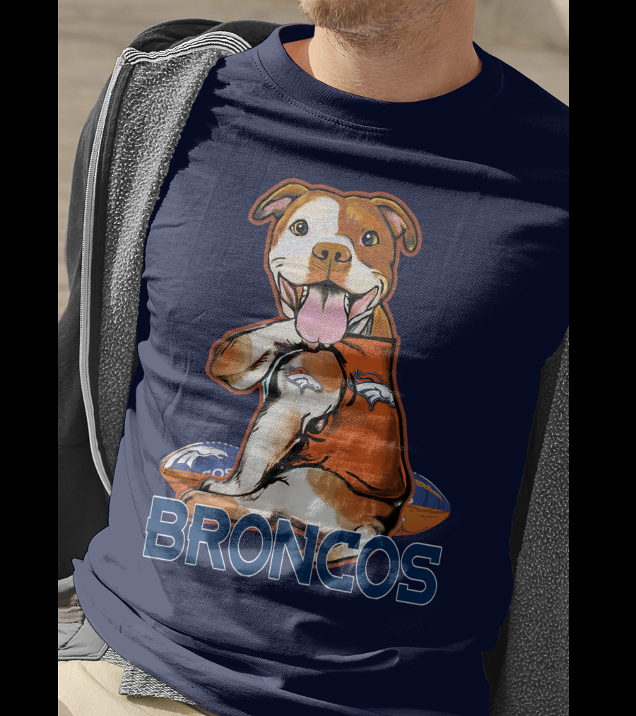 Pittbull Broncos Denver Football Puppy T-Shirt