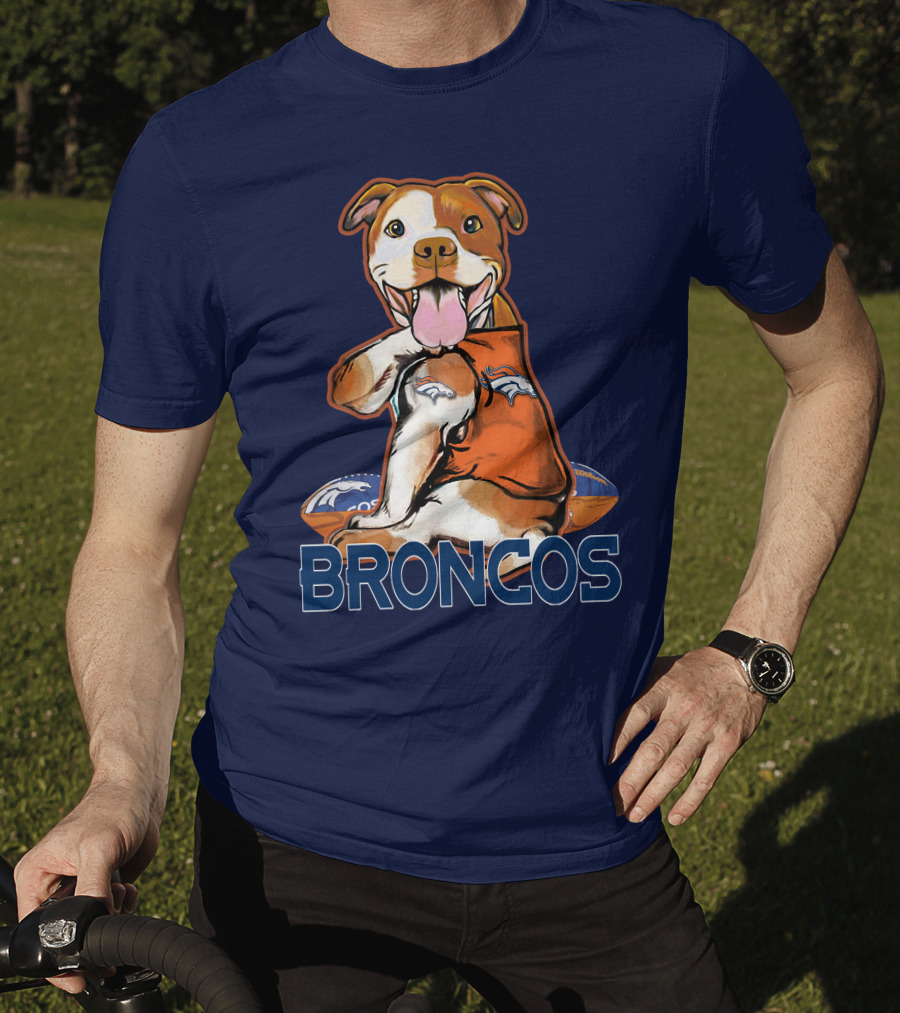 Pittbull Broncos Denver Football Puppy T-Shirt