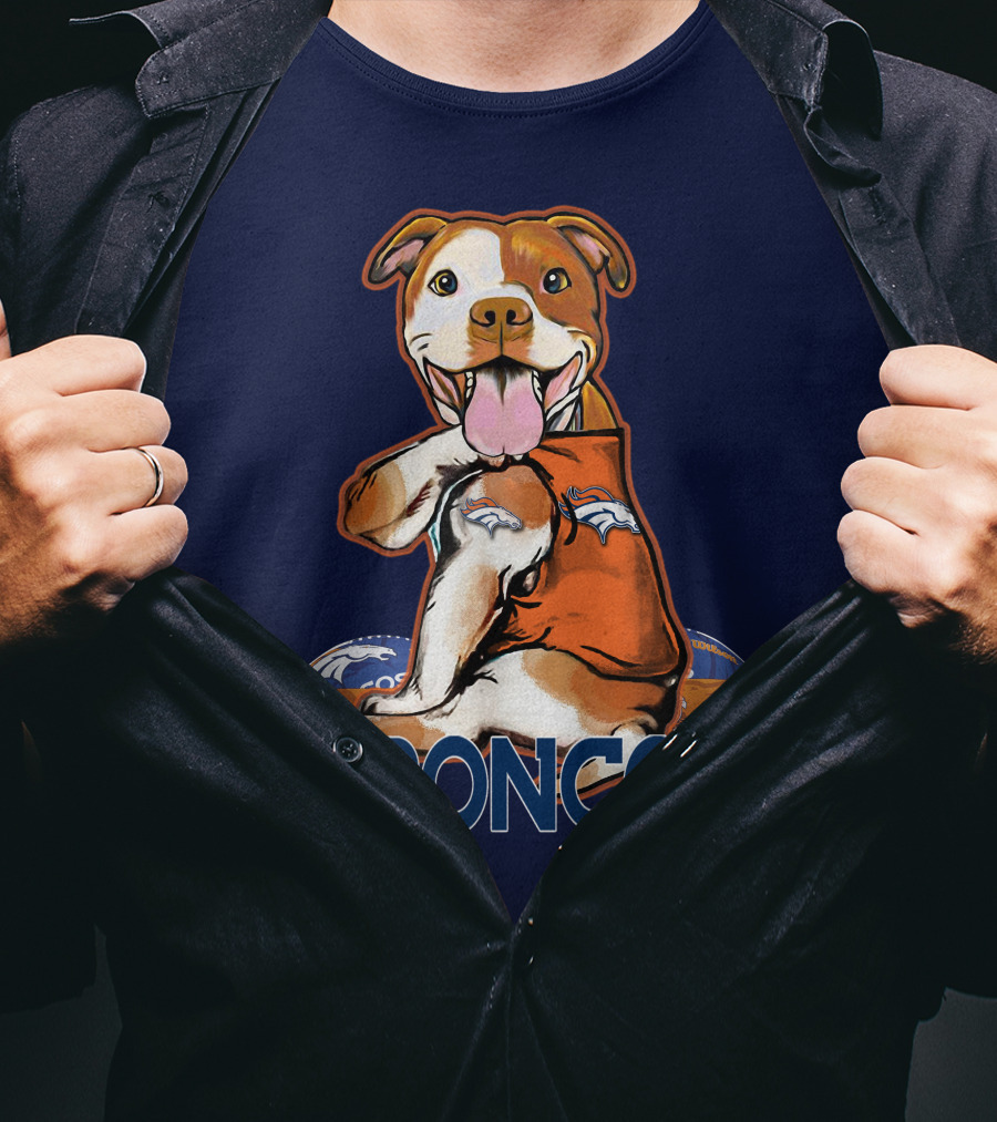 Pittbull Broncos Denver Football Puppy T-Shirt