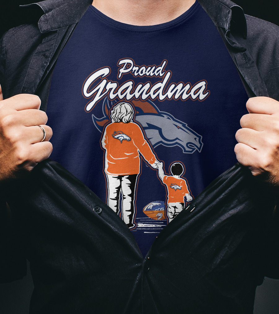 Proud Grandma Denver Broncos Family Football Fan Wears Team Logo T-Shirt