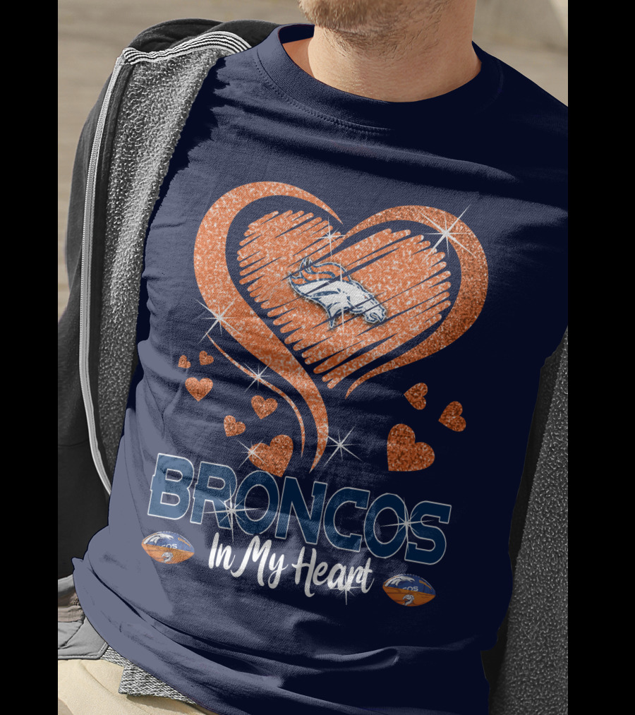 Broncos In My Heart Denver Broncos Love Heart T-Shirt