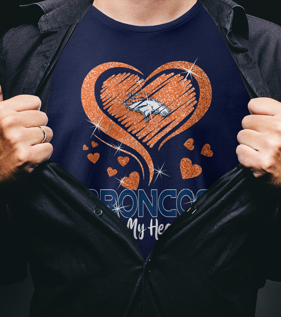 Broncos In My Heart Denver Broncos Love Heart T-Shirt