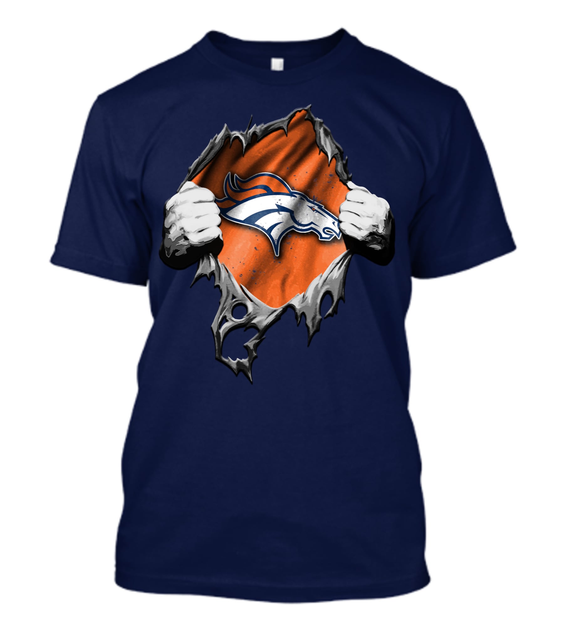 Torn V2 Denver Broncos Logo Ripped Reveal T-Shirt