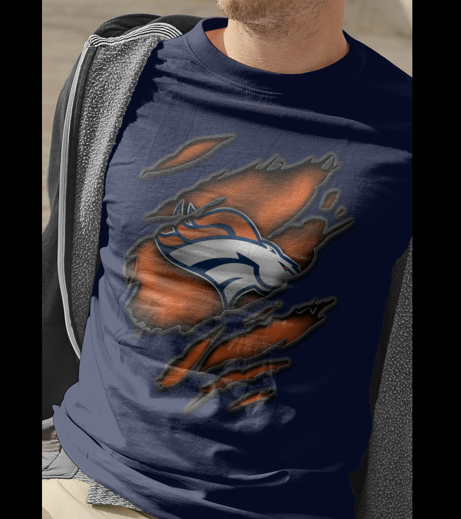 Torn Denver Broncos Logo Bold Fanwear Torn T-Shirt