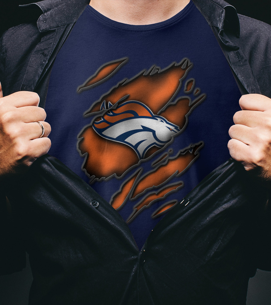 Torn Denver Broncos Logo Bold Fanwear Torn T-Shirt