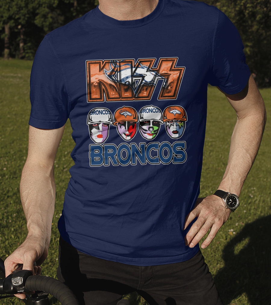 Kiss Denver Broncos Football Helmet Band Makeup T-Shirt