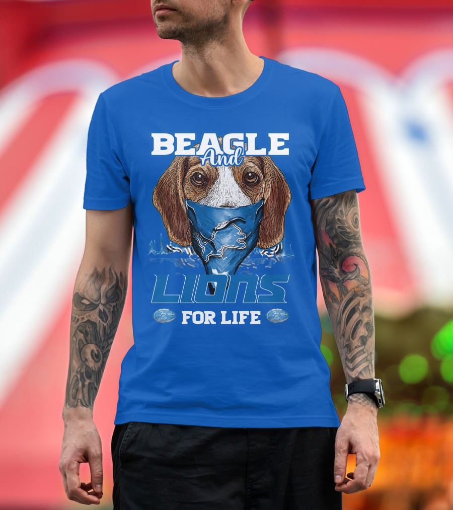 Beagle And Lions For Life Detroit Lions T-Shirt