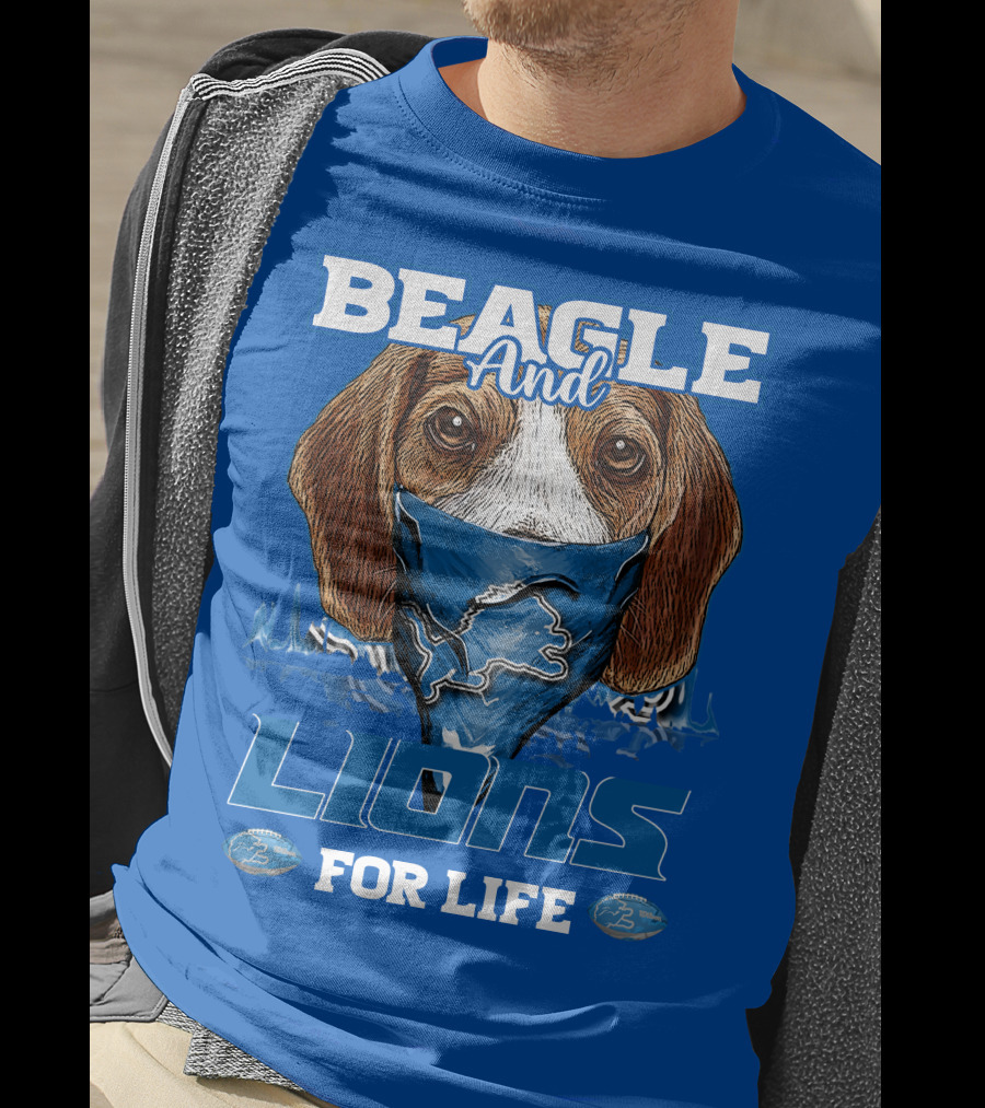 Beagle And Lions For Life Detroit Lions T-Shirt